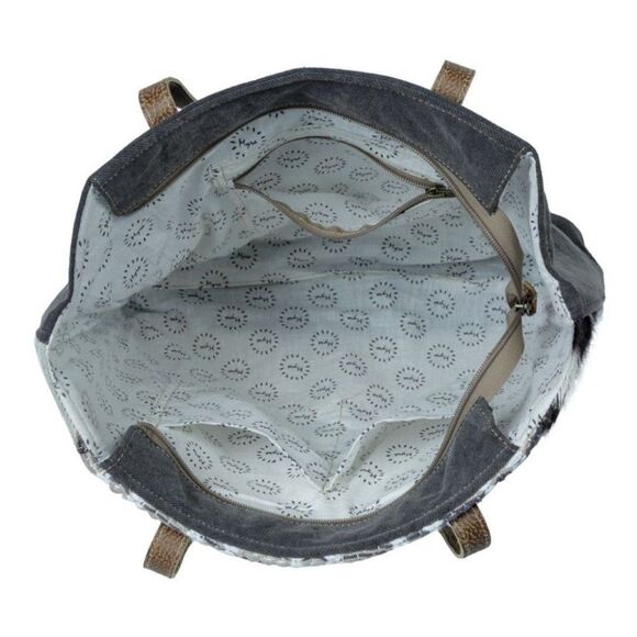 Myra Bag Handmade Felicity Backpack Upcycled Canvas & Cowhide Leather - Picture 5 of 7